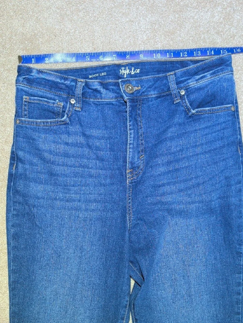 Style & Co. Boot Leg Jeans in Dark Blue Denim